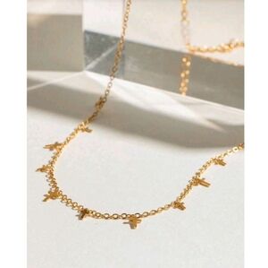 NEW! 18k Gold Plated Delicate Tiny Cross Charms Necklace